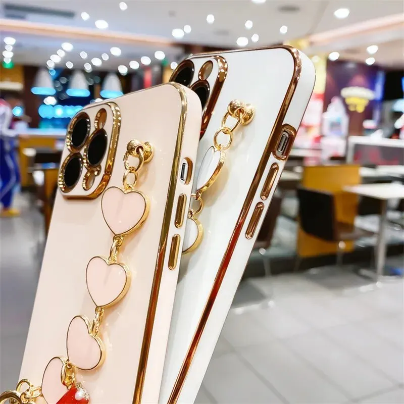 Kawaii Love Heart Plated iPhone Case