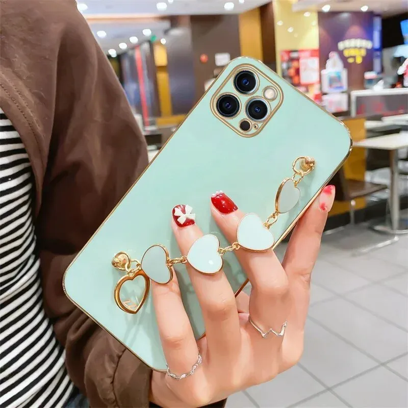 Kawaii Love Heart Plated iPhone Case