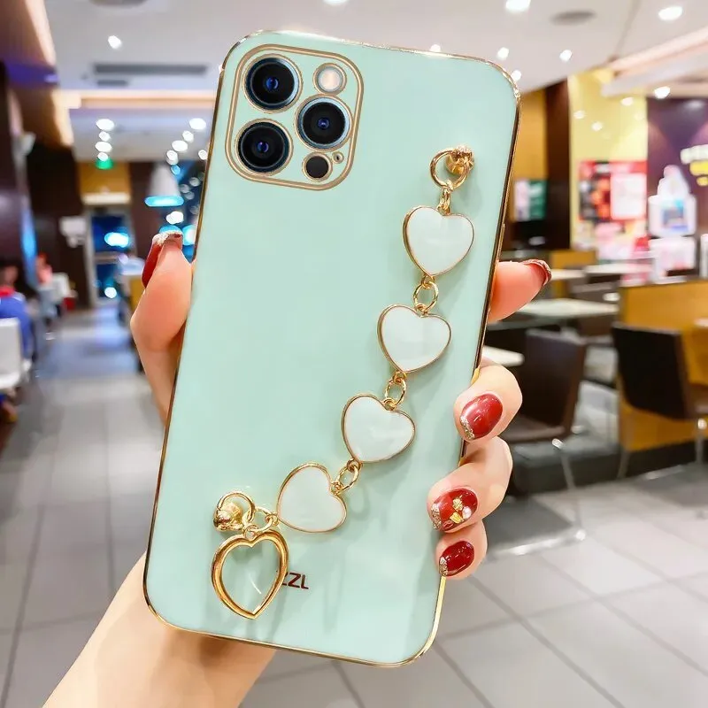 Kawaii Love Heart Plated iPhone Case