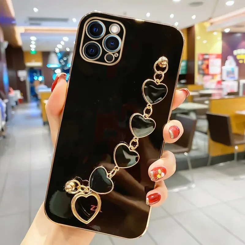Kawaii Love Heart Plated iPhone Case