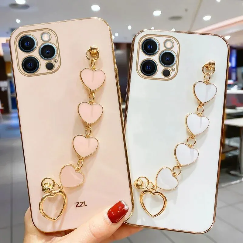 Kawaii Love Heart Plated iPhone Case