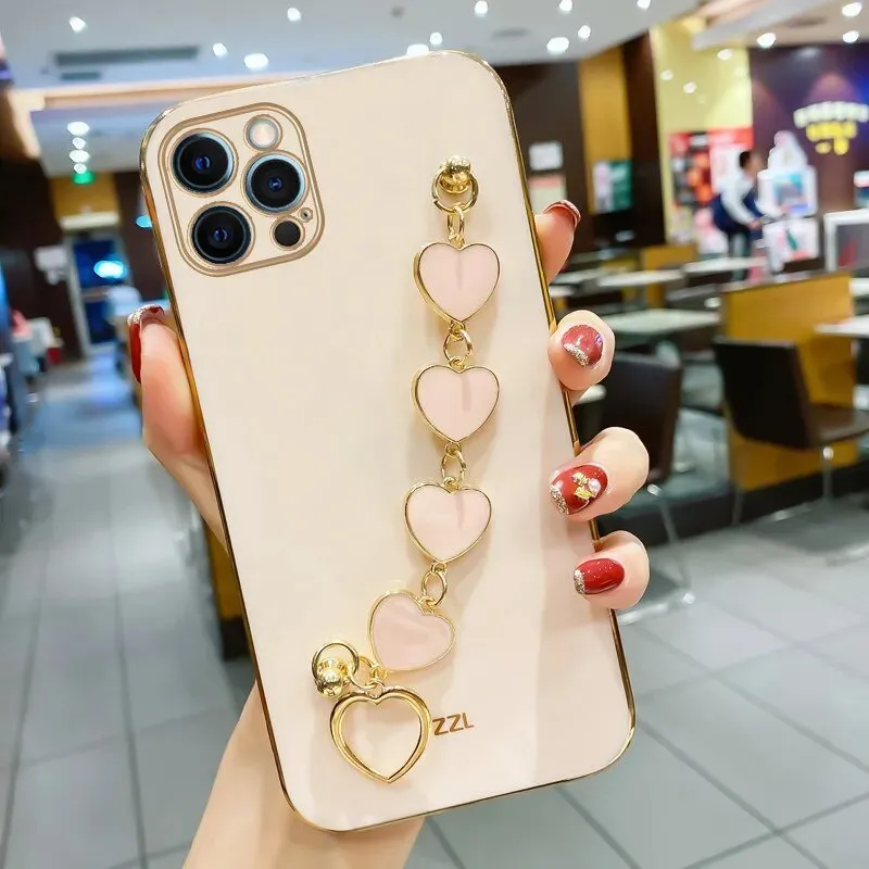 Kawaii Love Heart Plated iPhone Case