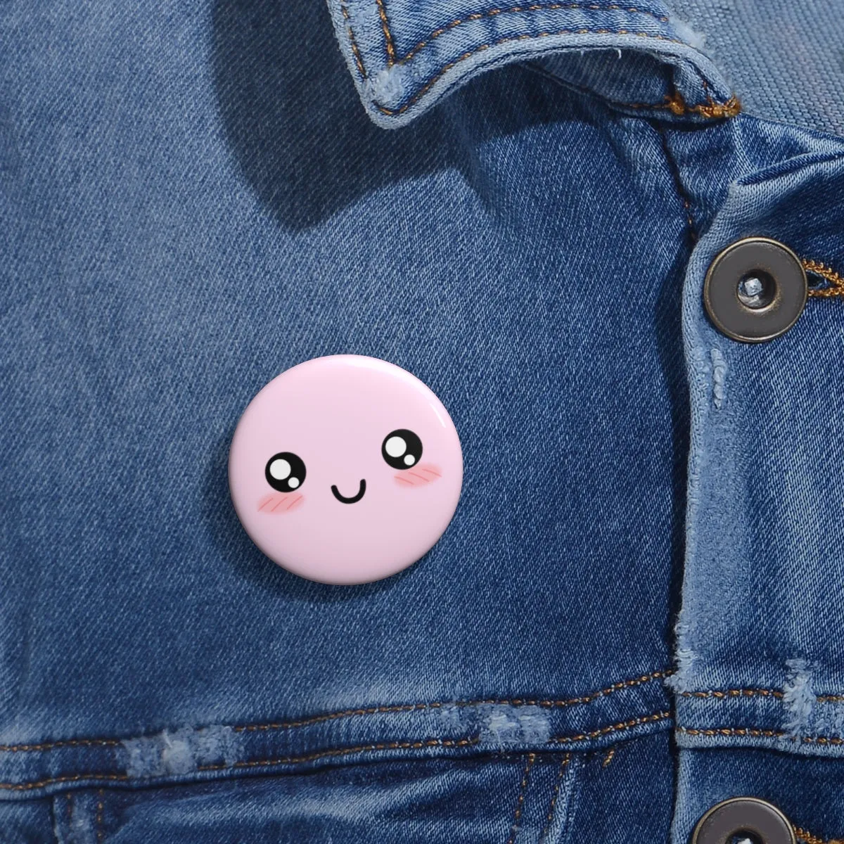 Kawaii Pastel Cutie Face Pink Pin Button
