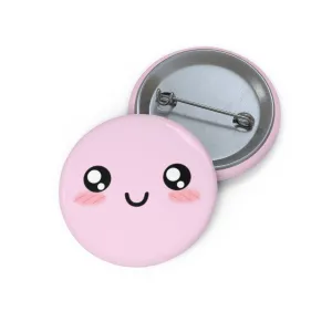 Kawaii Pastel Cutie Face Pink Pin Button