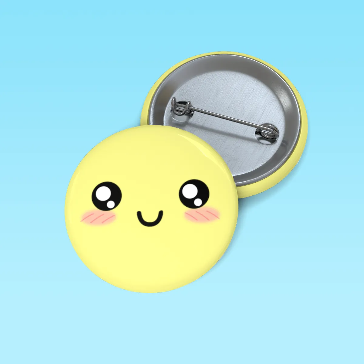Kawaii Pastel Cutie Face Yellow Pin Button