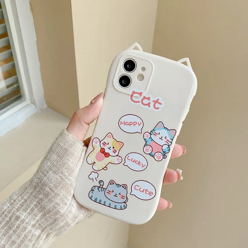 Kawaii Pink Cat Ear iPhone Case
