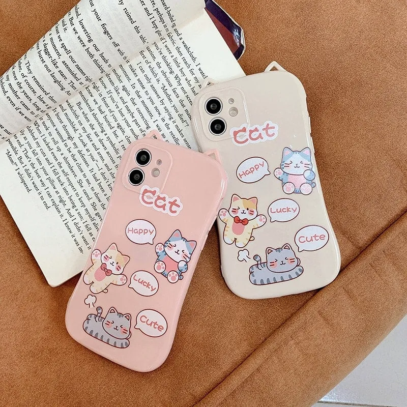Kawaii Pink Cat Ear iPhone Case