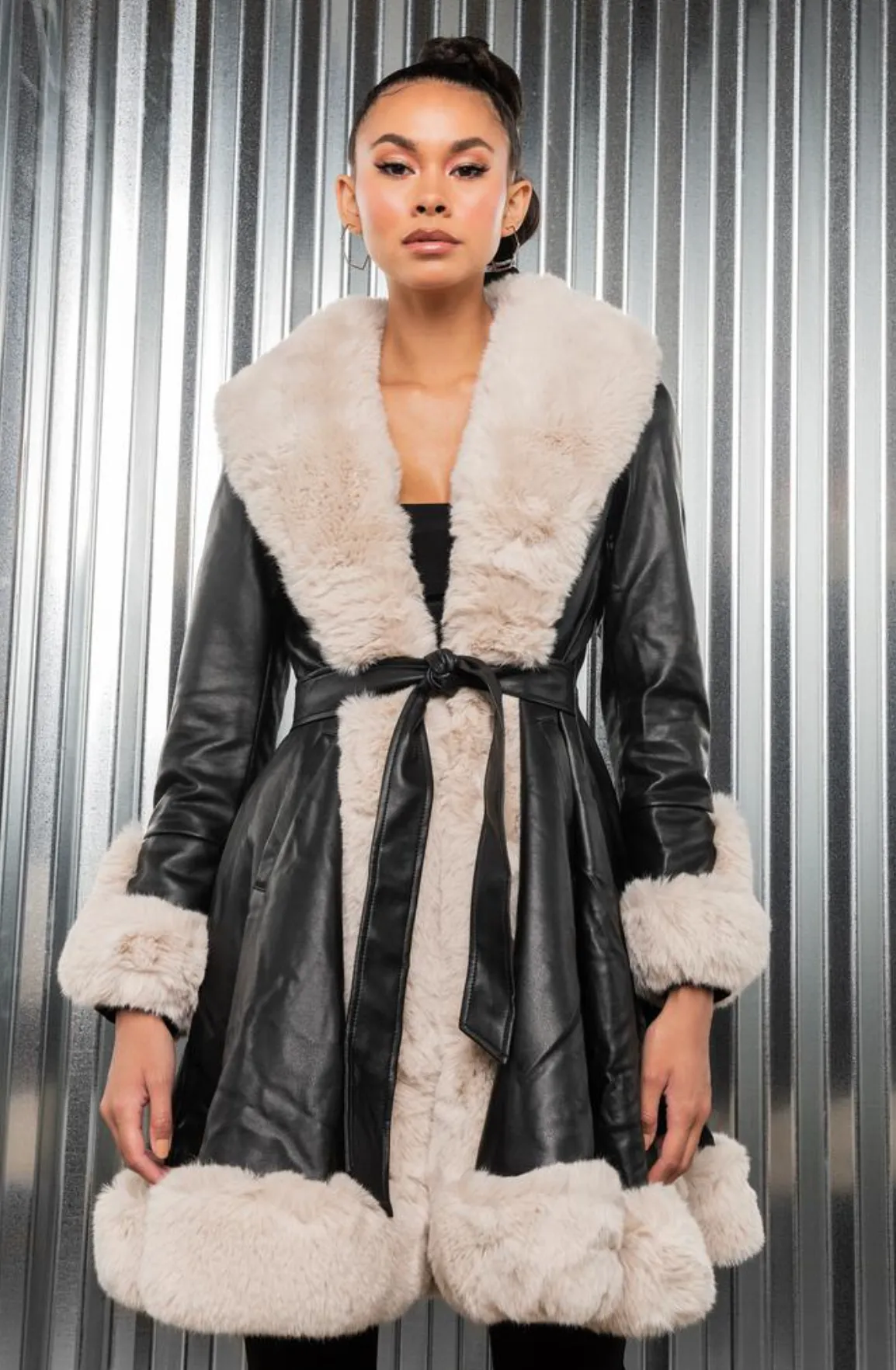 Kenzie Faux Fur and Leather Coat Super Cute!