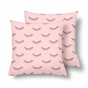 Kids Cartoon themed Pillow Cases printed with  closed eyes on pink background