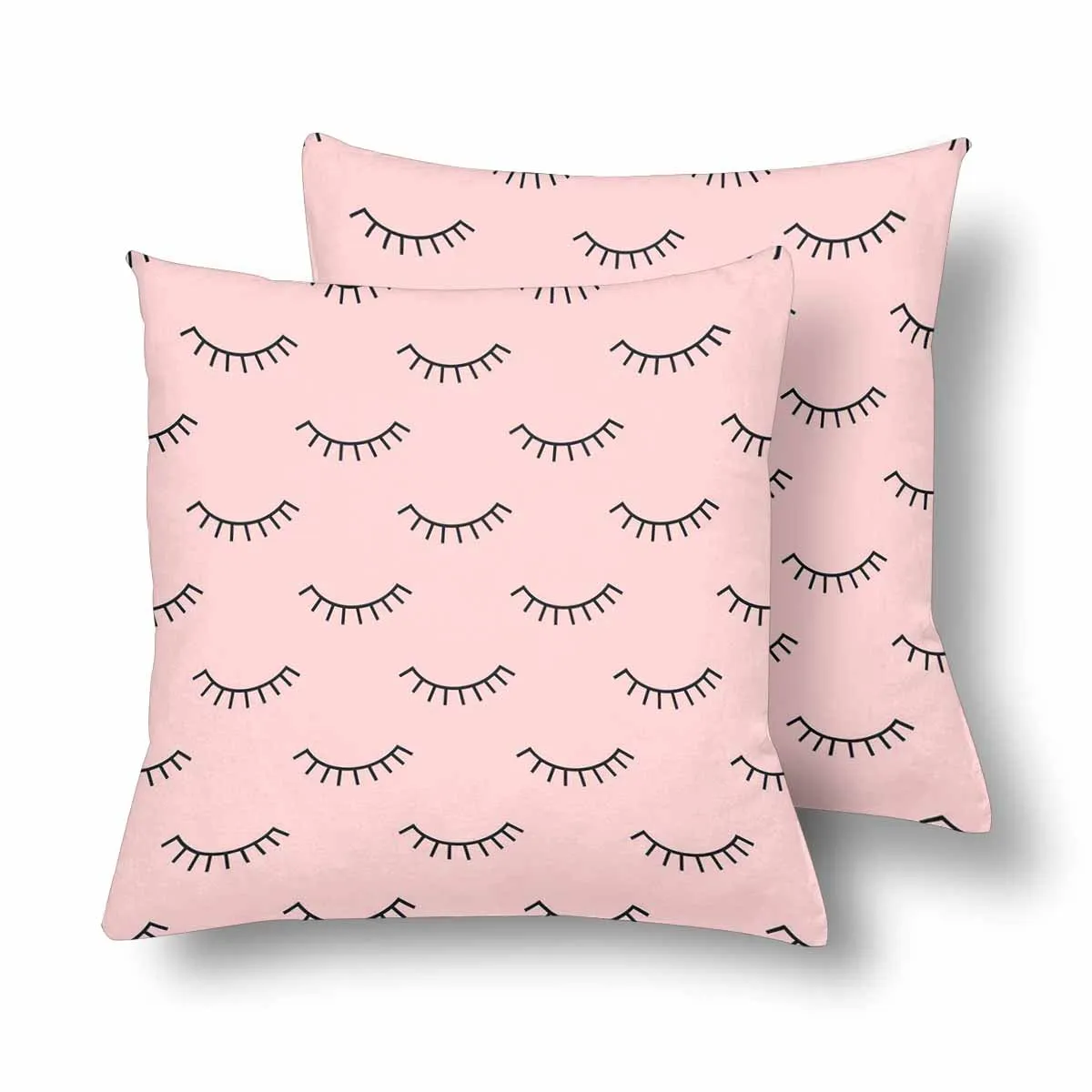 Kids Cartoon themed Pillow Cases printed with  closed eyes on pink background