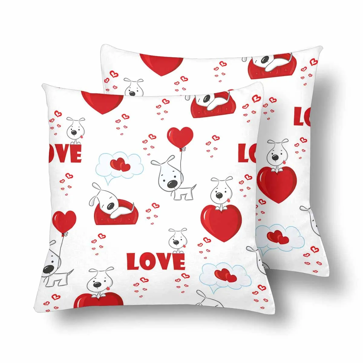 Kids Cartoon themed Pillow Cases printed with  Cute background with dogs and hearts