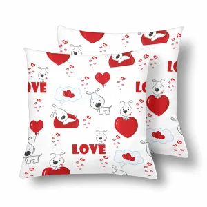 Kids Cartoon themed Pillow Cases printed with  Cute background with dogs and hearts