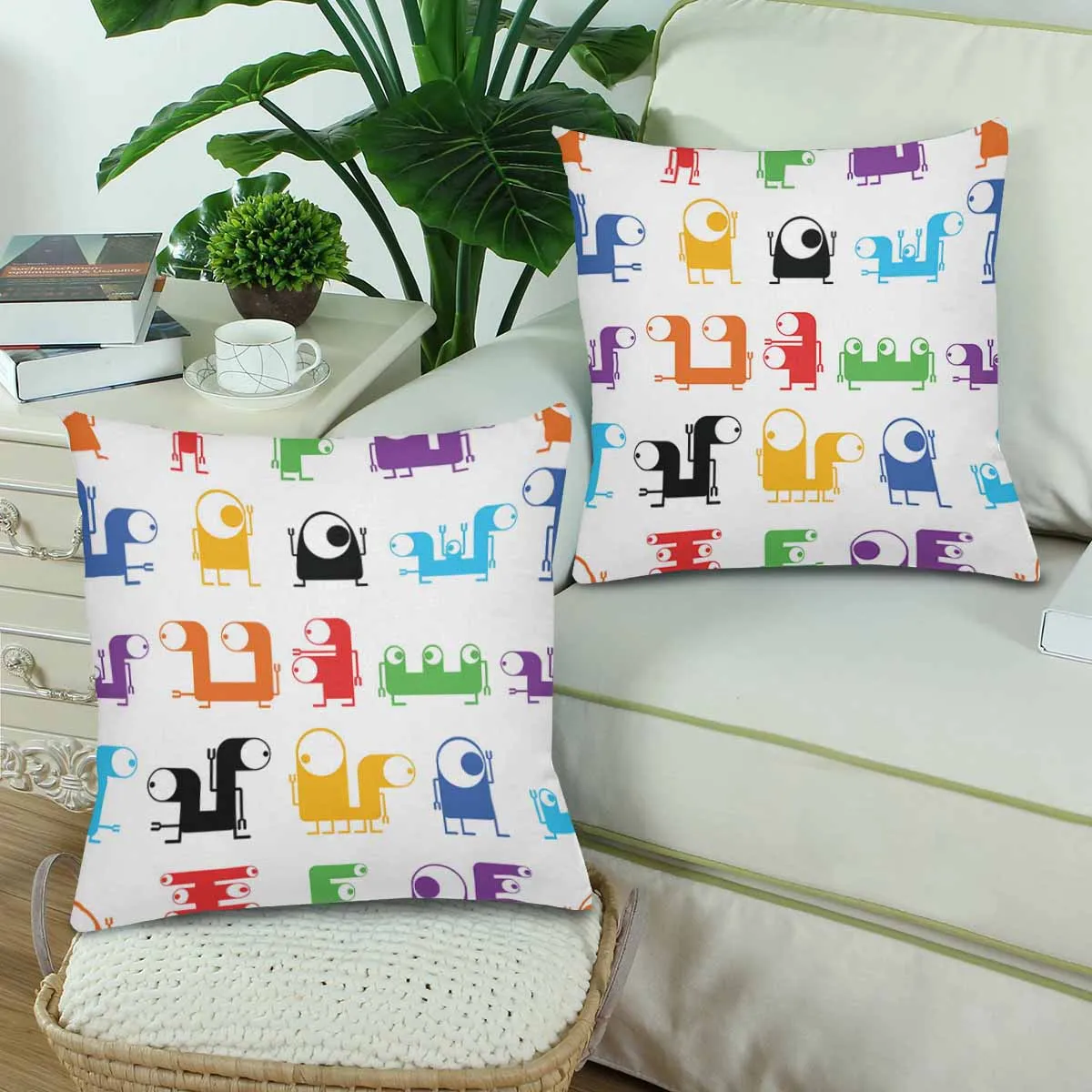 Kids Cartoon themed Pillow Cases printed with  Cute monsters