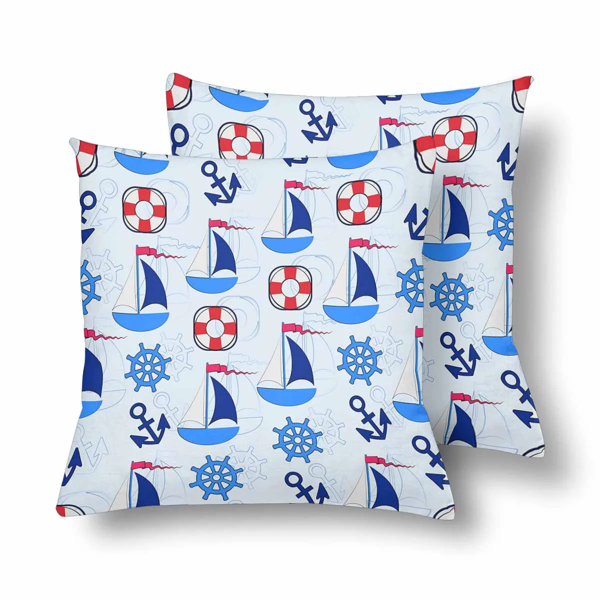 Kids Cartoon themed Pillow Cases printed with  sailboat and anchor