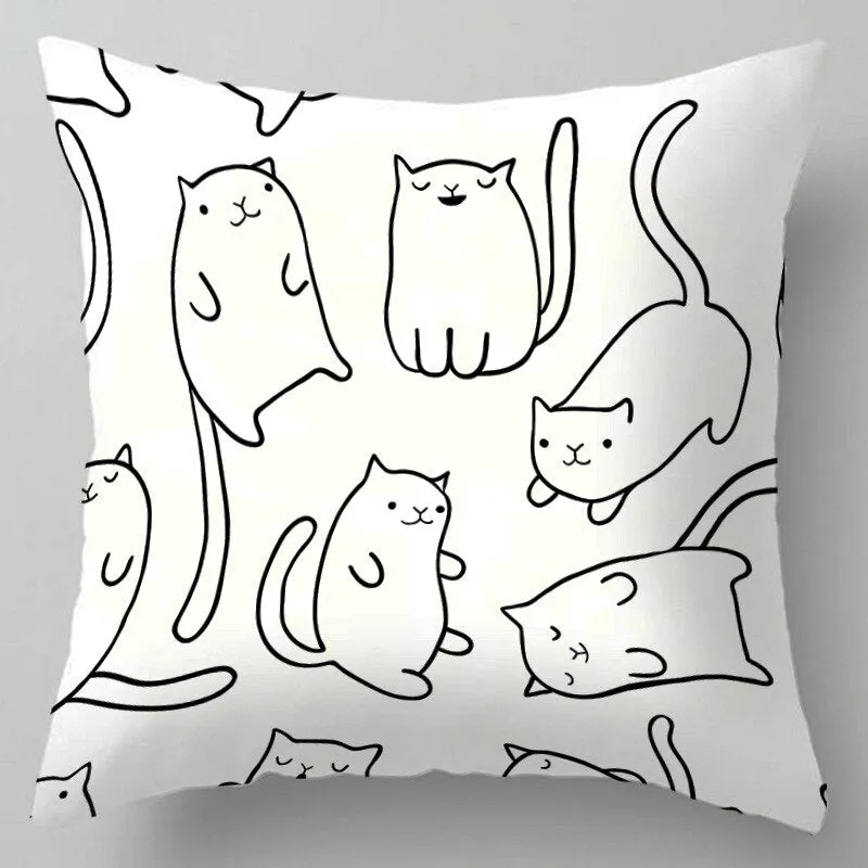 Kids Cute Cartoon Cat Print Plush Sofa Pillows