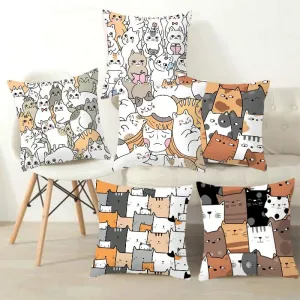Kids Cute Cartoon Cat Print Plush Sofa Pillows