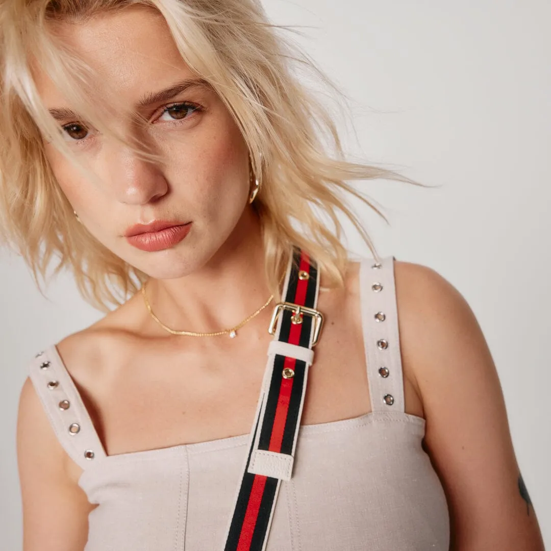 Kimberly Adjustable Crossbody Bandolier - Ivory/Gold