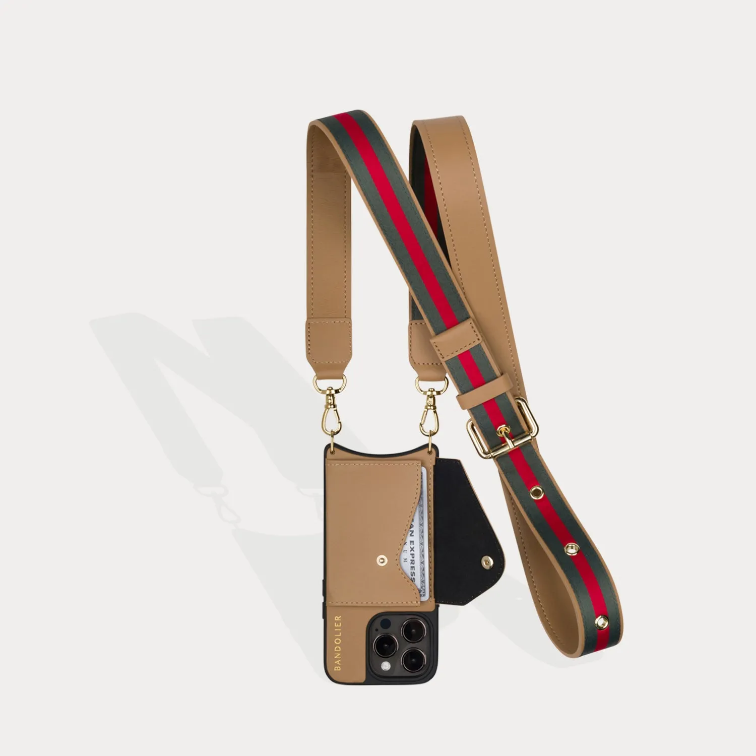 Kimberly Adjustable Crossbody Bandolier - Tan/Gold
