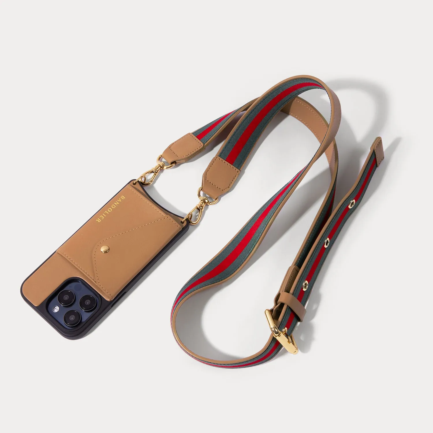 Kimberly Adjustable Crossbody Bandolier - Tan/Gold