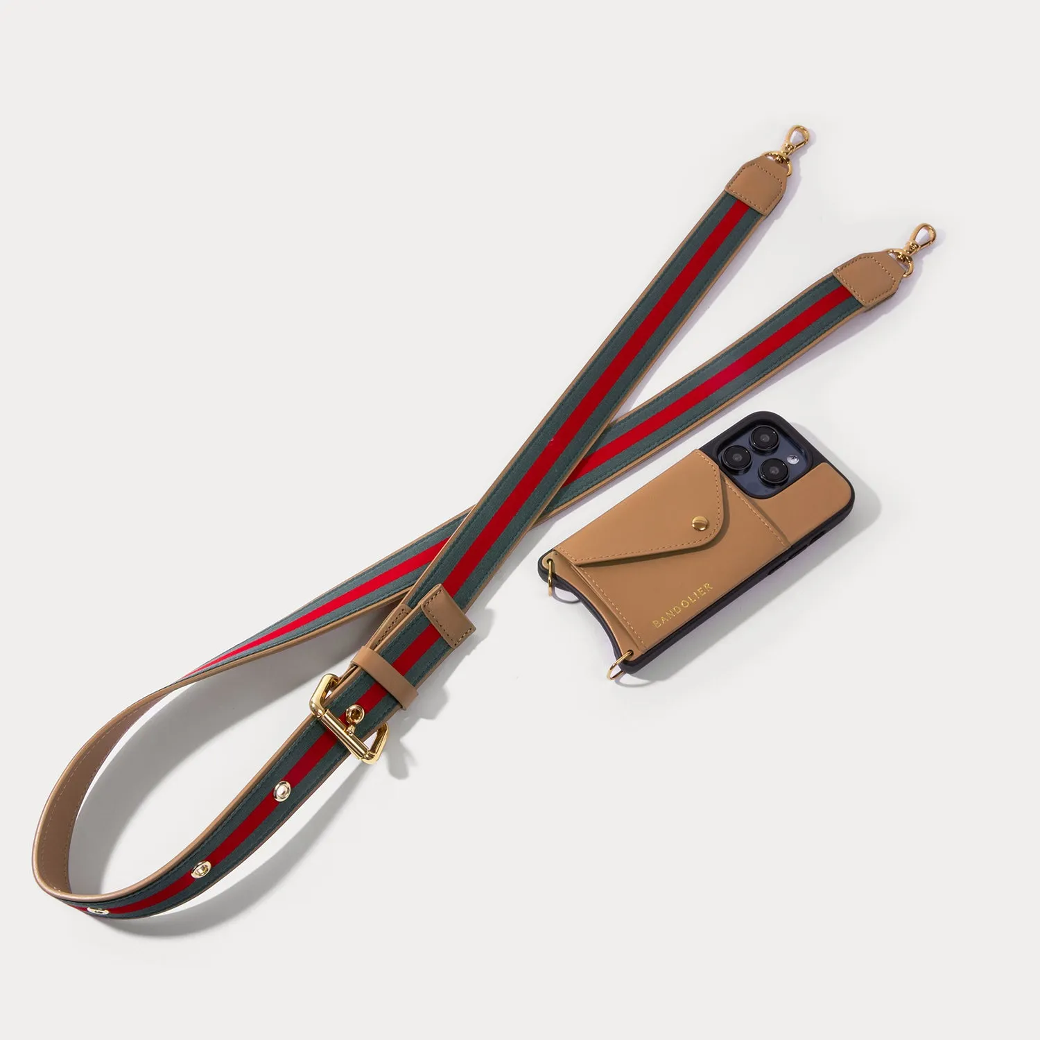 Kimberly Adjustable Crossbody Bandolier - Tan/Gold