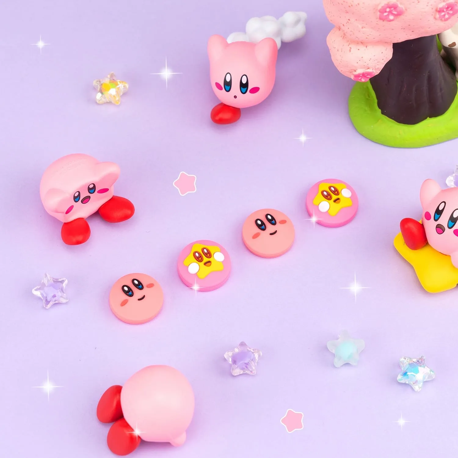 Kirby Thumb Grips - Cute Pink Anime Button Caps for Nintendo Switch Standard OLED Lite