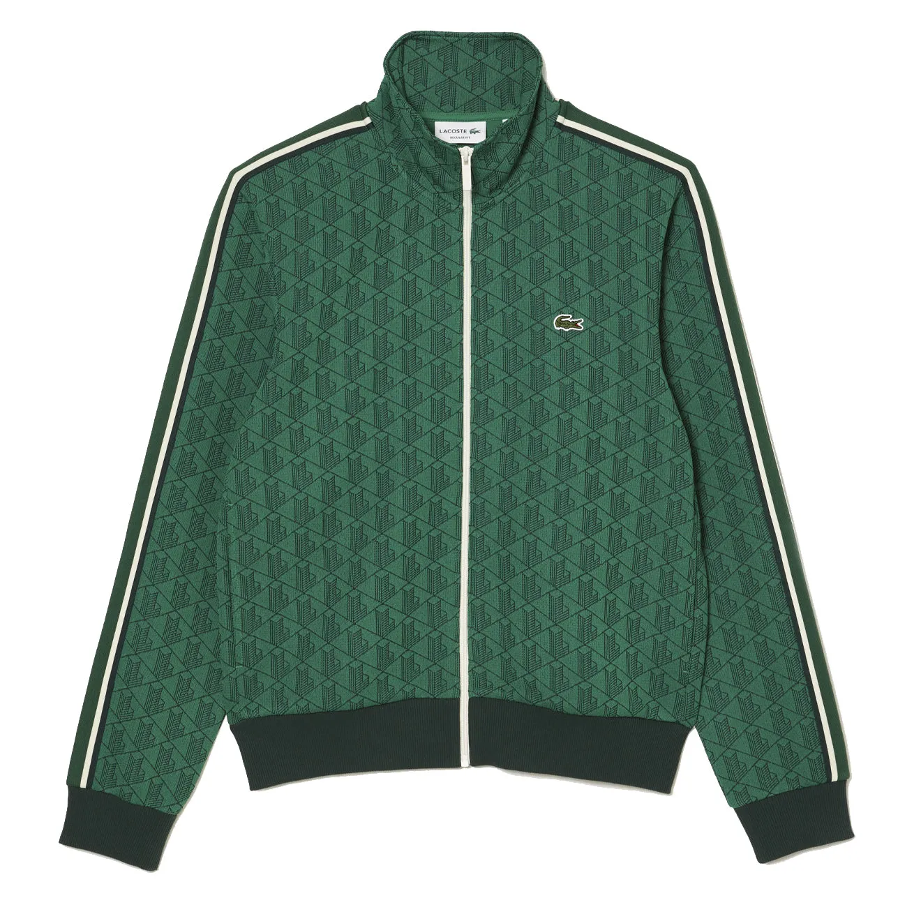 Lacoste Paris Jacquard Monogram Zipped Sweatshirt Green