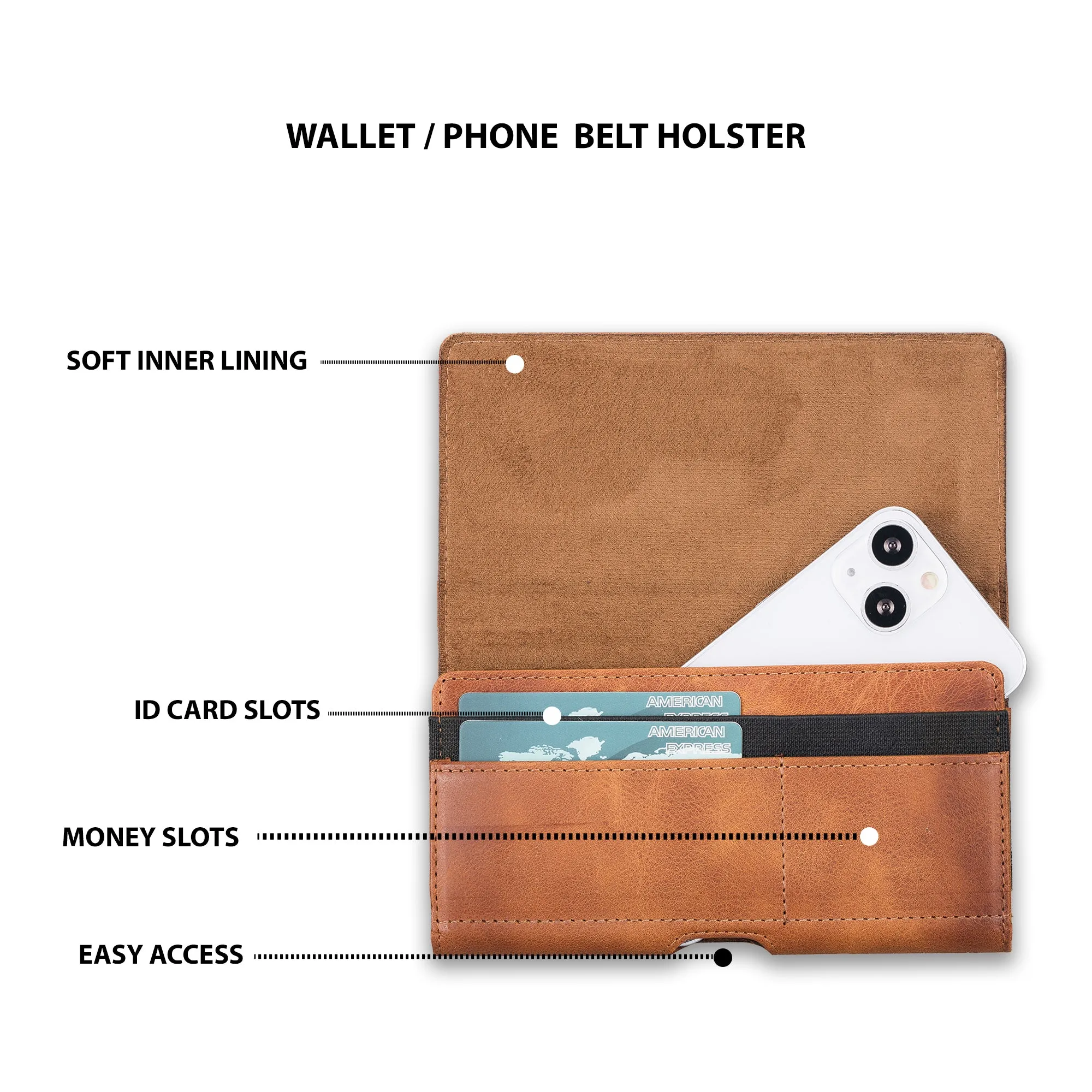 Leather Phone Holster with Magnetic Belt (Brown)