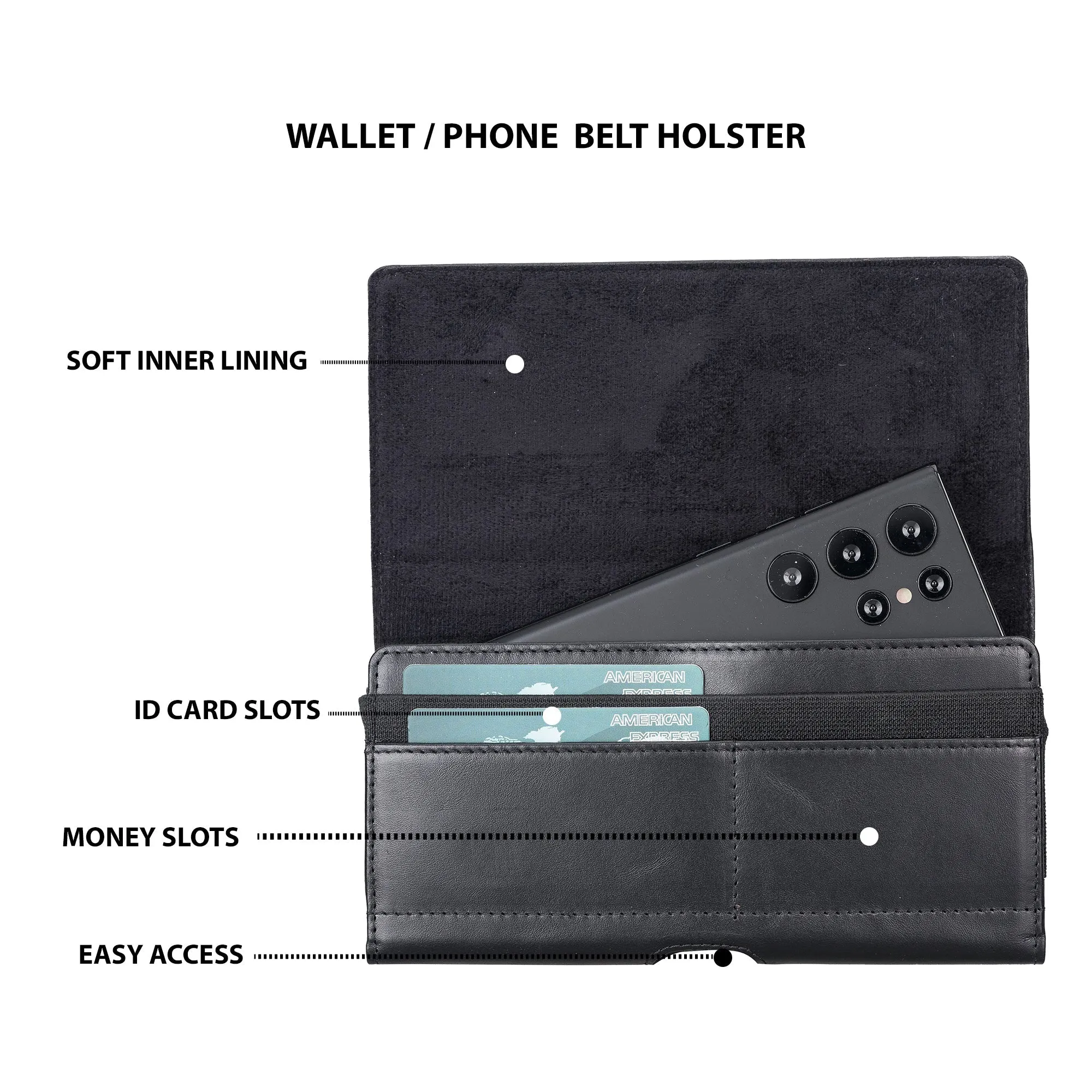Leather Phone Holster with Magnetic Belt (Brown)