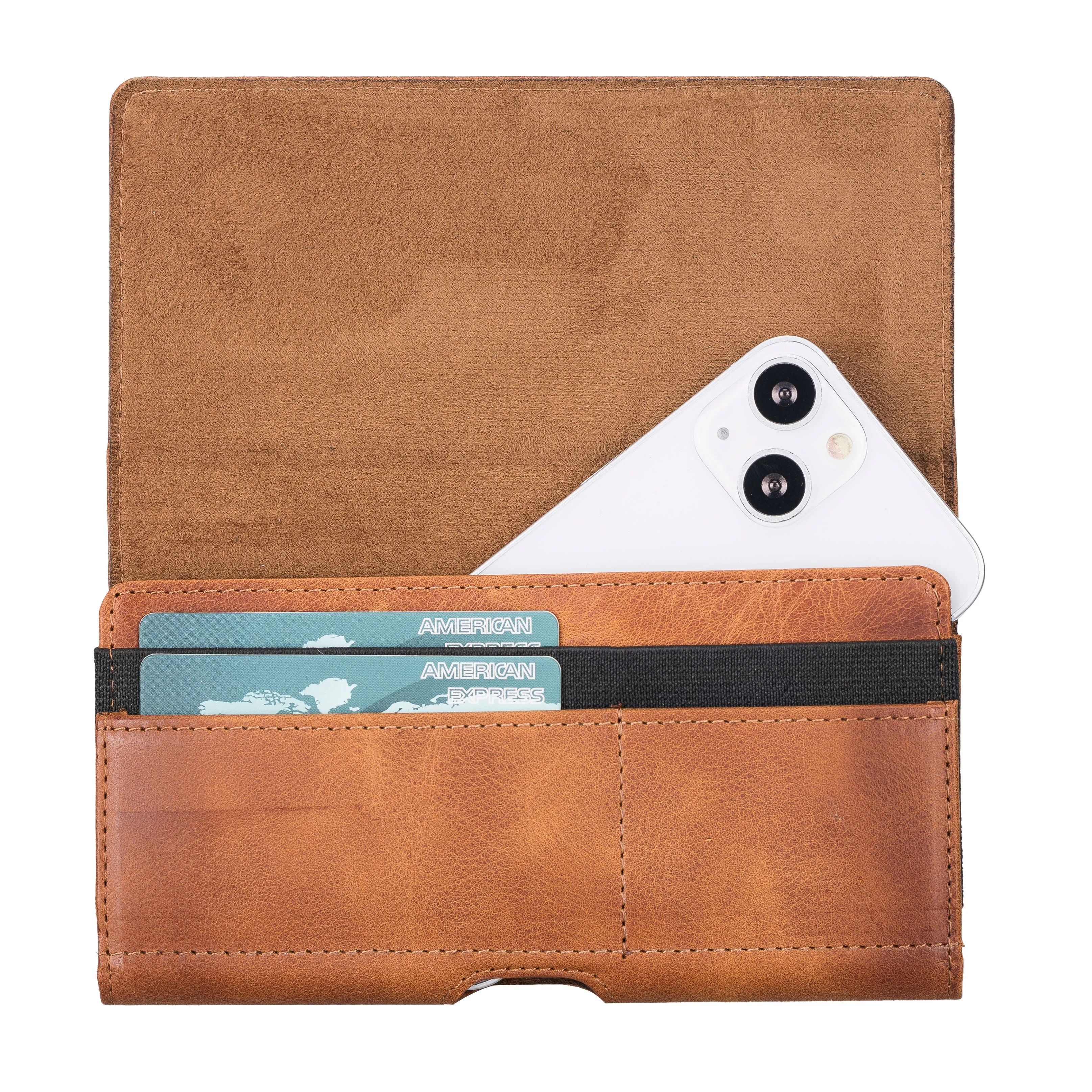 Leather Phone Holster with Magnetic Belt (Brown)