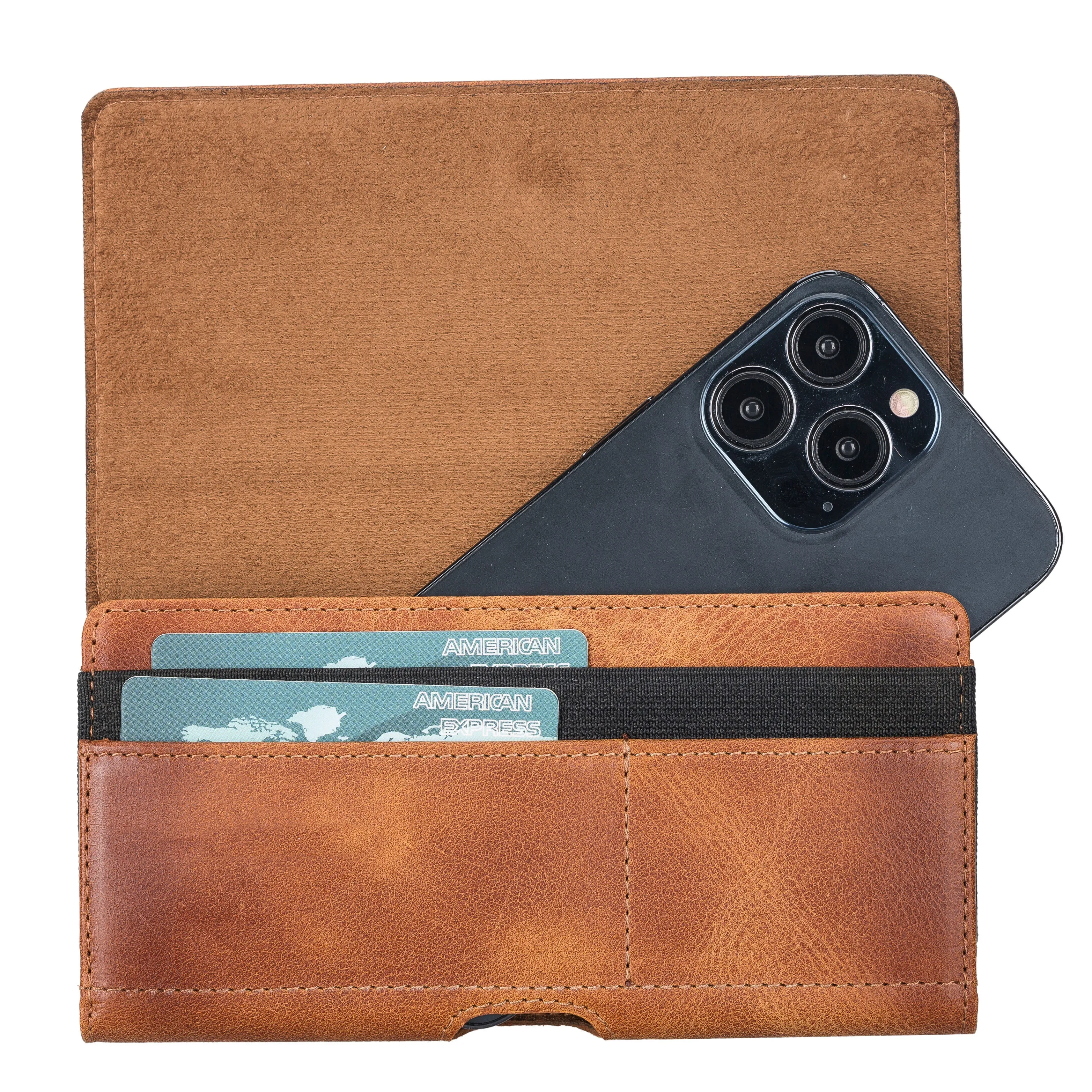 Leather Phone Holster with Magnetic Belt (Brown)