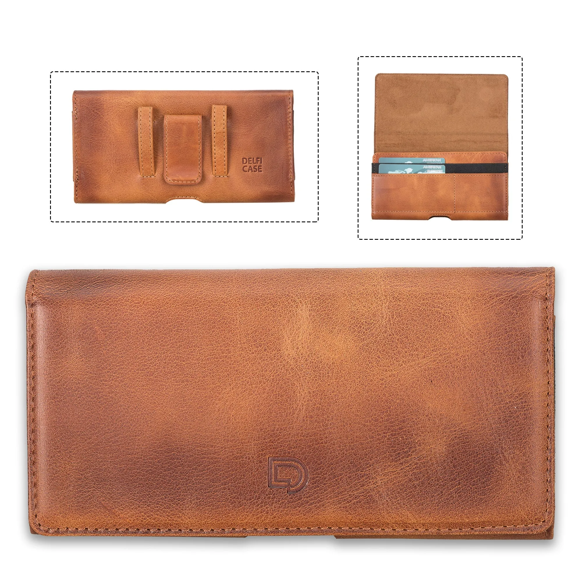 Leather Phone Holster with Magnetic Belt (Brown)