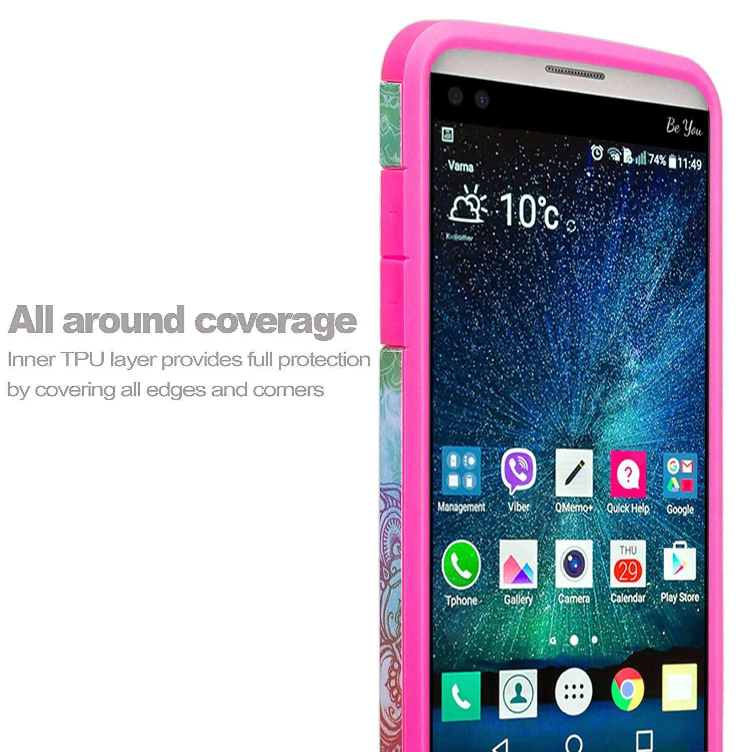 LG Aristo Case, K4 2017, K8 2017, Risio 2, Phoenix 3, Fortune, Slim Hybrid [Shock/Impact Resistant] Dual Layer Case Cover - Teal Flower