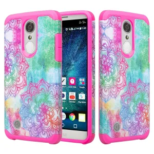 LG Aristo Case, K4 2017, K8 2017, Risio 2, Phoenix 3, Fortune, Slim Hybrid [Shock/Impact Resistant] Dual Layer Case Cover - Teal Flower
