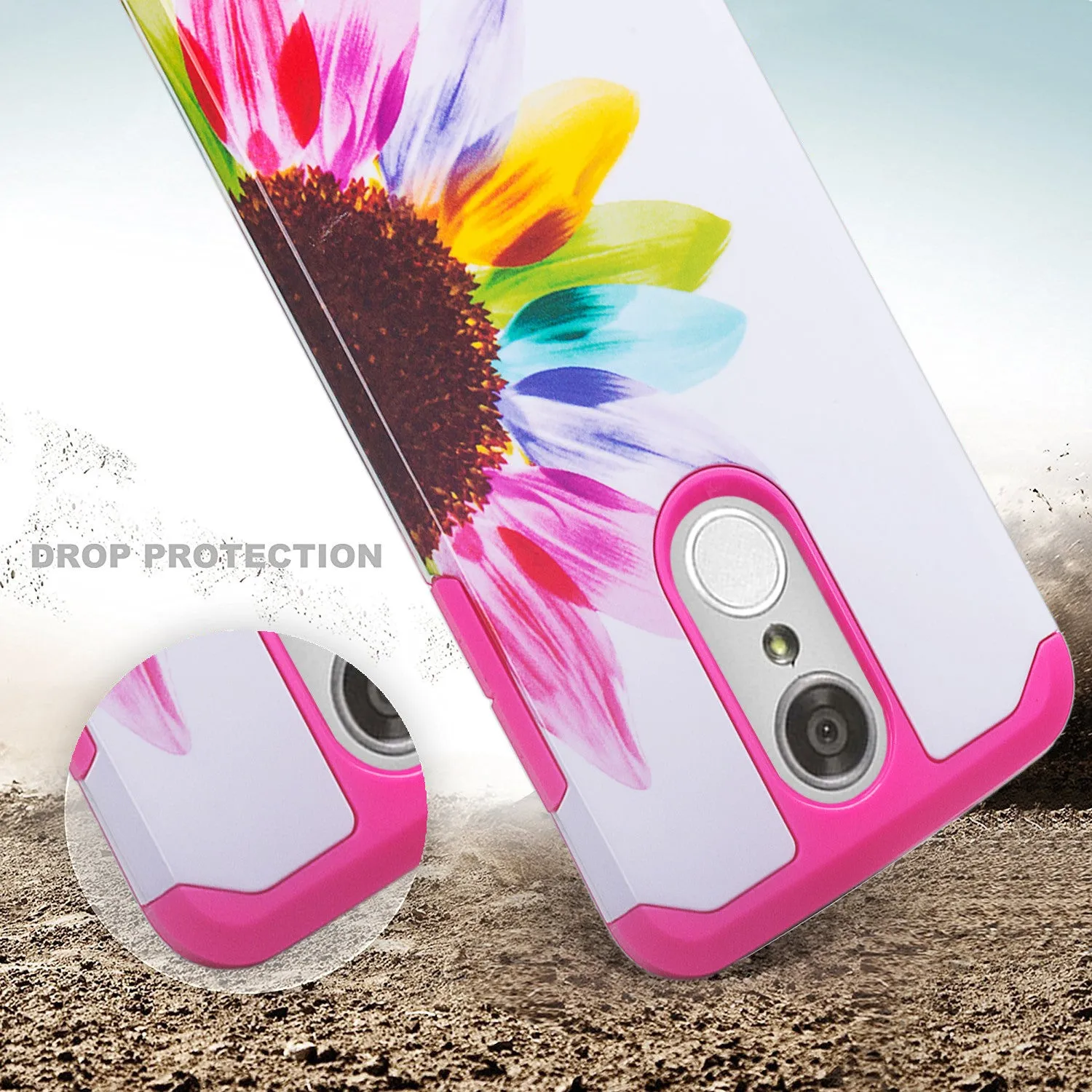 LG Aristo Case, K4 2017, K8 2017, Risio 2, Phoenix 3, Fortune, Slim Hybrid [Shock/Impact Resistant] Dual Layer Case Cover - Vivid Sunflower