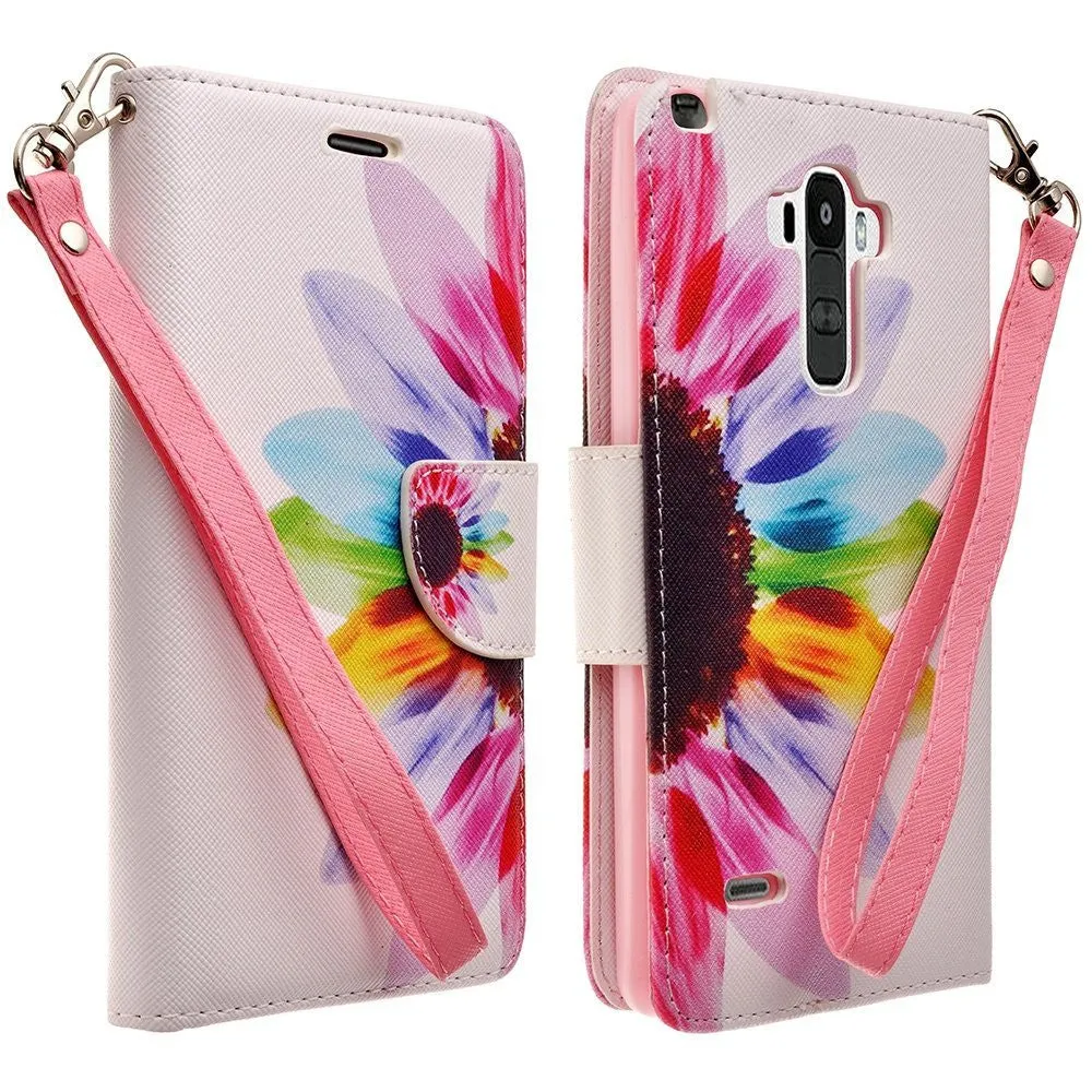 LG G Stylo Case, LG G Vista 2 Case, Wrist Strap Magnetic Flip Fold[Kickstand] Pu Leather Wallet Case with ID & Credit Card Slots for LG Vista2/Stylo - Vivid Sunflower