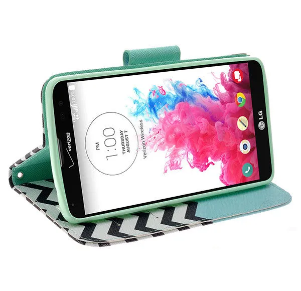 LG G Vista | VS880 | G Pro 2 Lite | D631 Case, Wrist Strap Magnetic Flip Fold[Kickstand] Pu Leather Wallet Case with ID & Card Slots - Teal Anchor