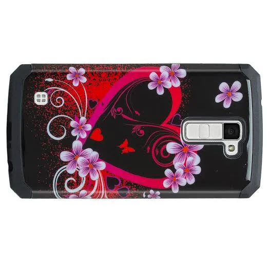 LG K10 / LG Premier LTE Case, Protective Hybrid Dual Layer Case Cover for LG K10 / LG Premier LTE, Hot Pink Hearts