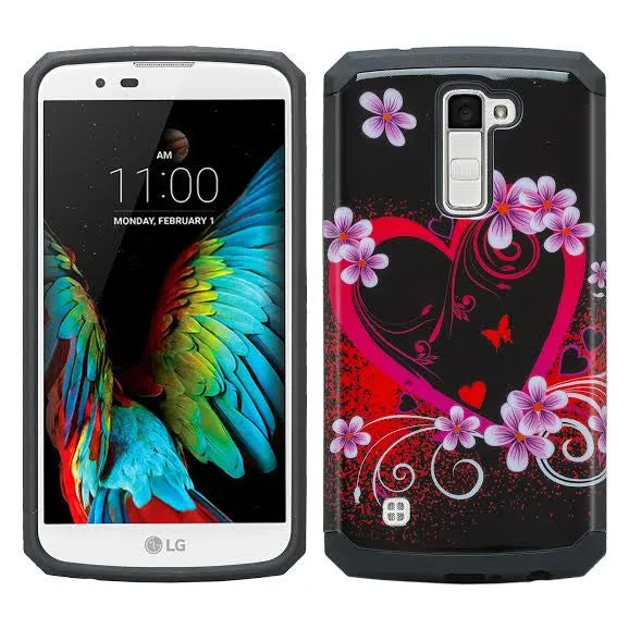 LG K10 / LG Premier LTE Case, Protective Hybrid Dual Layer Case Cover for LG K10 / LG Premier LTE, Hot Pink Hearts