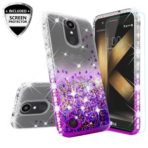 LG K20 Plus Case, LG K20 V, K10 2017, LG Harmony Case Liquid Glitter Phone Case Waterfall Floating Quicksand Bling Sparkle Cute Protective Girls Women Cover for K20 Plus/K20 V/K10 2017/Harmony - Purple
