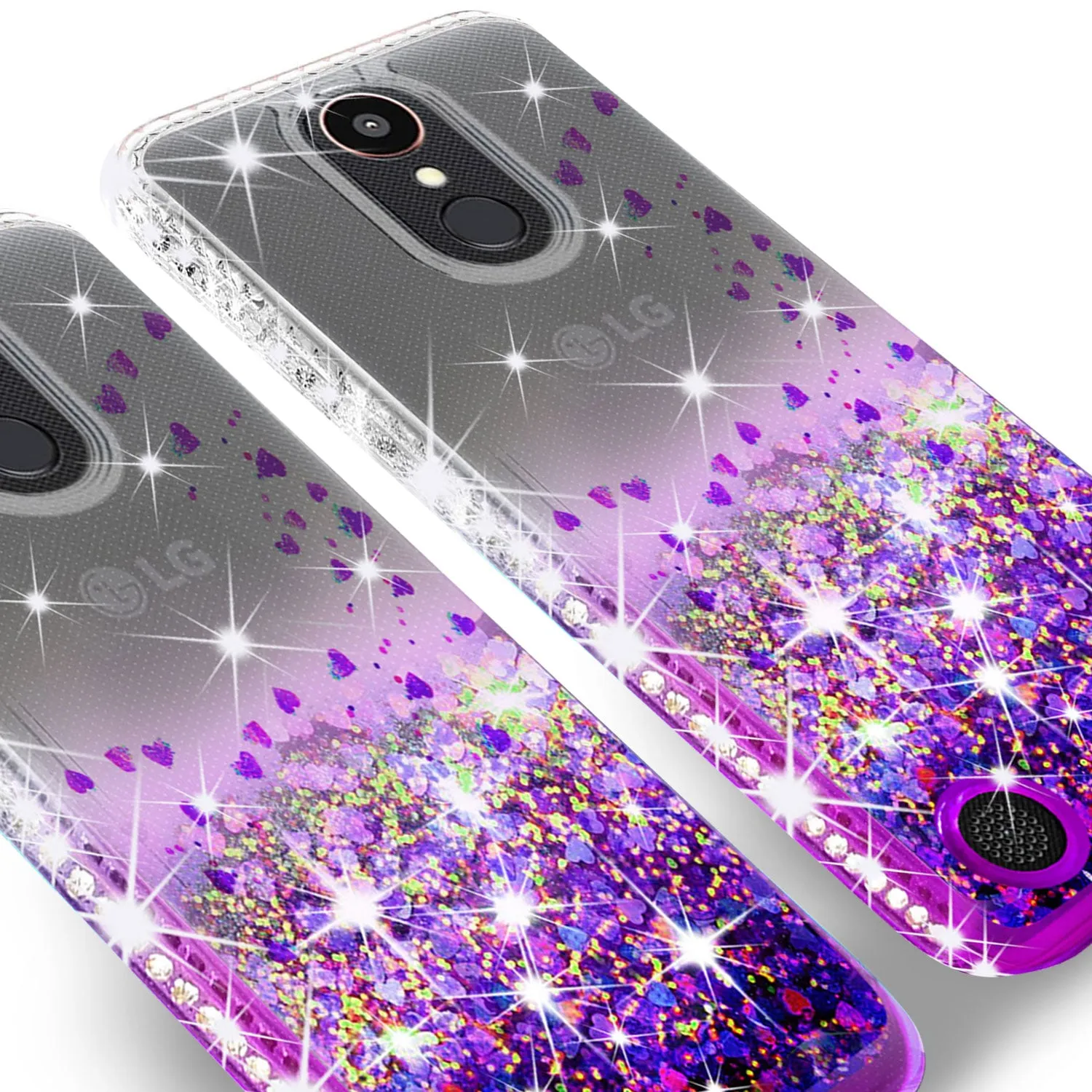 LG K20 Plus Case, LG K20 V, K10 2017, LG Harmony Case Liquid Glitter Phone Case Waterfall Floating Quicksand Bling Sparkle Cute Protective Girls Women Cover for K20 Plus/K20 V/K10 2017/Harmony - Purple