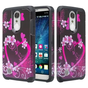 LG K4 (2017) | LG Fortune | LG Phoenix 3 Case, Slim Hybrid [Shock/Impact Resistant] Dual Layer Protective Case Cover for LG K4 (2017) - Heart Butterflies