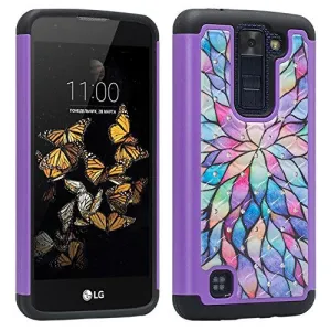 LG K8 | LG Escape 3 Case, Diamond Protective Hybrid Dual Layer Case Cover for LG K8 | LG Escape 3 - Rainbow Flower