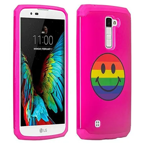 LG K8 | LG Escape 3 Case, Protective Slim Hybrid Dual Layer Armor Case Cover for LG K8 | LG Escape 3 - Rainbow Emoji