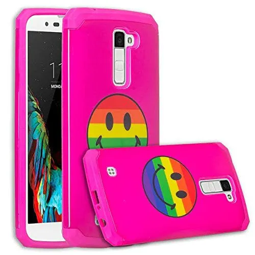 LG K8 | LG Escape 3 Case, Protective Slim Hybrid Dual Layer Armor Case Cover for LG K8 | LG Escape 3 - Rainbow Emoji