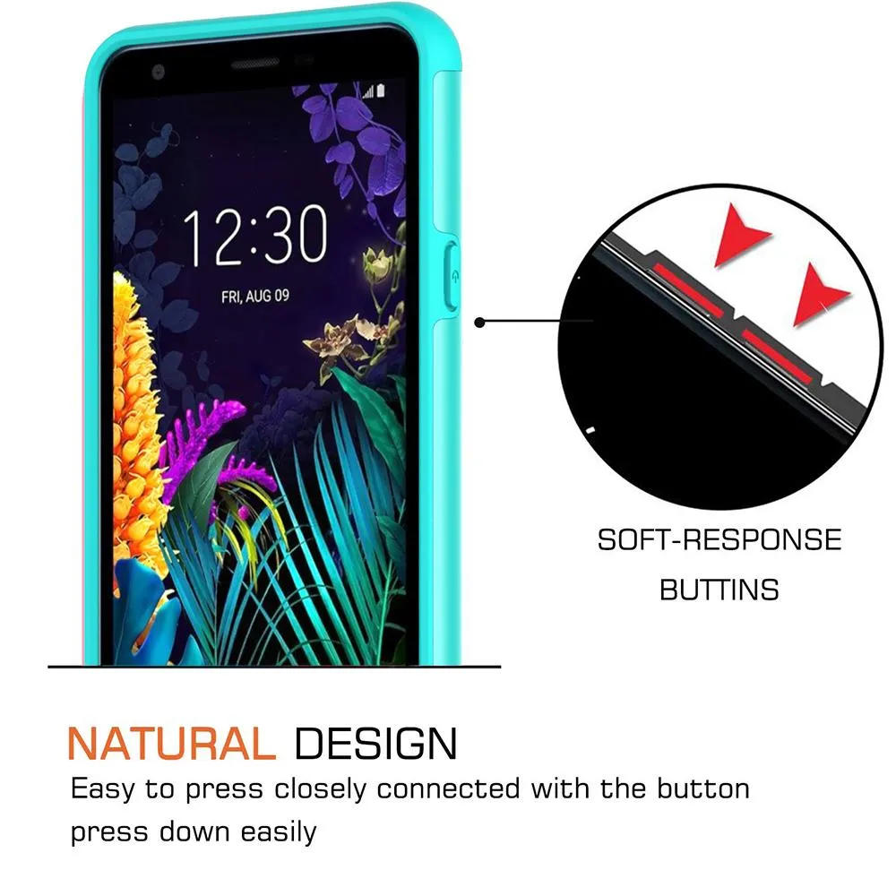 LG Prime 2 Case,Aristo 4 /Aristo 4 Plus Glitter Bling Heavy Duty Shock Proof Hybrid Case with [HD Screen Protector] Dual Layer Protective Phone Case Cover for LG Prime 2/Aristo 4 /Aristo 4 Plus W/Temper Glass - Teal