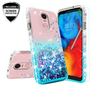LG Stylo 4 Case, Stylo 4 Plus, Q Stylus Case Liquid Glitter Phone Case Waterfall Floating Quicksand Bling Sparkle Cute Protective Girls Women Cover for Stylo 4/Stylo 4 Plus/Q Stylus - Teal