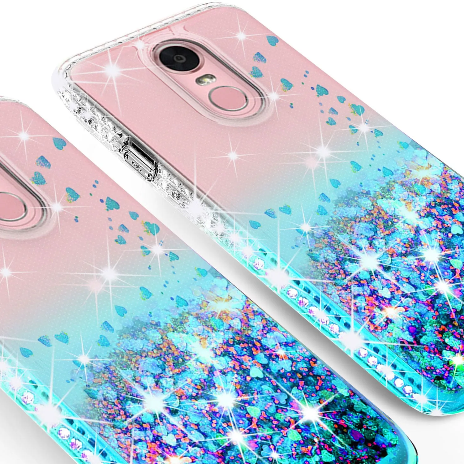 LG Stylo 4 Case, Stylo 4 Plus, Q Stylus Case Liquid Glitter Phone Case Waterfall Floating Quicksand Bling Sparkle Cute Protective Girls Women Cover for Stylo 4/Stylo 4 Plus/Q Stylus - Teal
