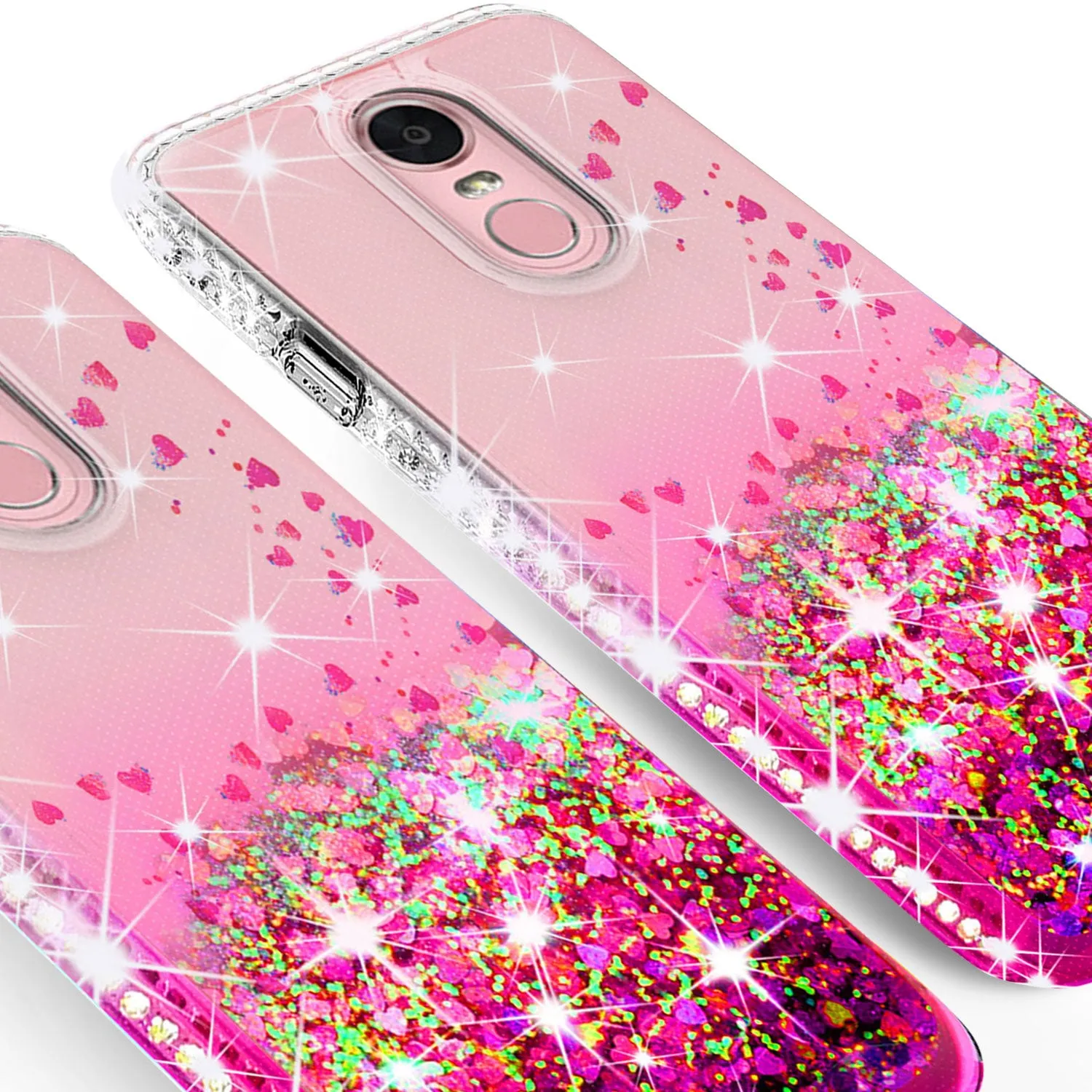 LG Stylo 5 Case Liquid Glitter Phone Case Waterfall Floating Quicksand Bling Sparkle Cute Protective Girls Women Cover for Stylo 5 - Hot Pink