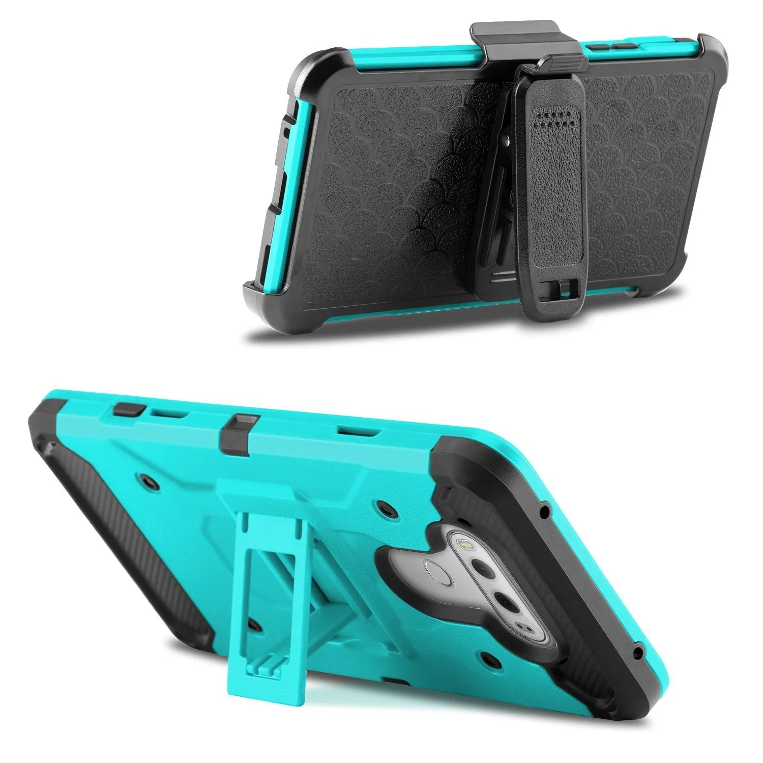 LG V20 Case, Premium Tough Hybrid Holster Triple Layer Protector Case [Kickstand] Swivel Locking Belt Clip for LG V20- Teal