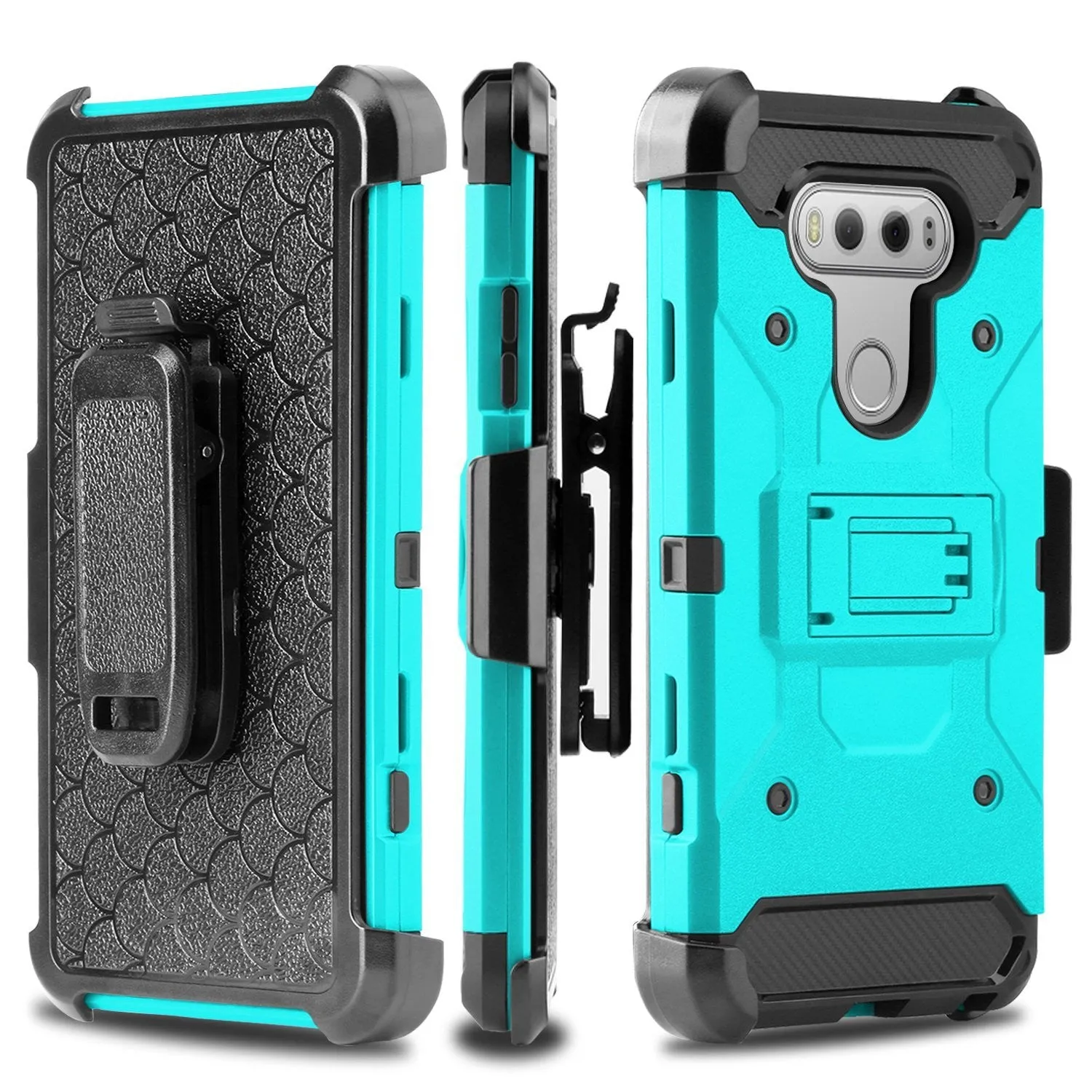 LG V20 Case, Premium Tough Hybrid Holster Triple Layer Protector Case [Kickstand] Swivel Locking Belt Clip for LG V20- Teal
